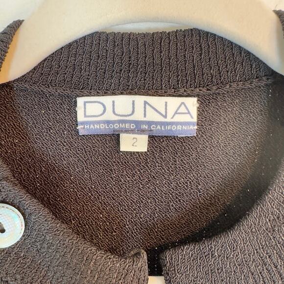 Duna Handloomed Black Zip Knit Cardigan Sz 2 Y2K Minimalist Style - Picture 3 of 6